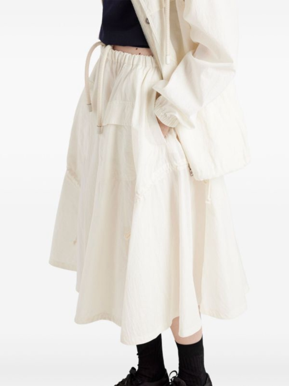 Premium Quality Cream Drawstring A-Line Midi Skirt